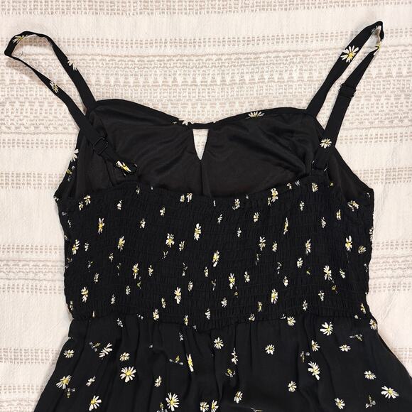 A.U.W. Black Daisy & Bee Print Summer Dress Adjustable Straps Size 1X - Picture 3 of 7